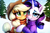Size: 3072x2048 | Tagged: safe, ai generated, automatically imported, derpibooru exclusive, derpibooru import, generator:novelai, generator:stable diffusion, applejack, rarity, earth pony, pony, unicorn, g4, applejack's hat, clothes, cowboy hat, cute, duo, duo female, eyeshadow, female, hat, high res, horn, hug, jackabetes, lesbian, lidded eyes, looking at you, makeup, raribetes, ship:rarijack, shipping, snow, sweater, turtleneck sweater