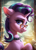 Size: 1024x1408 | Tagged: safe, ai generated, automatically imported, derpibooru import, prompter:ilham470, starlight glimmer, pony, unicorn, g4, book, bookshelf, ear piercing, female, glasses, horn, indoors, mare, piercing, solo, subsurface scattering