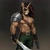 Size: 1024x1024 | Tagged: safe, ai generated, generator:google imagen 3.0, prompter:zerowinger, captain hoofbeard, unicorn, anthro, series:g.i. pony: a real equestrian hero, clothes, cosplay, costume, cutlass, dreadnoks, g.i. joe, grin, horn, male, muscles, necklace, pauldron, pistol, solo, weapon, zanzibar