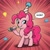 Size: 1024x1024 | Tagged: safe, ai generated, generator:google imagen 3.0, prompter:zerowinger, pinkie pie, earth pony, pony, g4, censored vulgarity, female, grin, january, mare, noisemaker, party hat, red letter media, smiling, solo, speech bubble