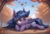 Size: 2432x1664 | Tagged: safe, ai generated, generator:pony diffusion v6 xl, prompter:star streaker, oc, oc only, bat pony, pony, autumn, bat pony oc, bat wings, cute, cute little fangs, falling leaves, female, leaf, lens flare, looking at you, mare, ocbetes, one eye closed, slit pupils, solo, tail, wings, wink