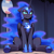 Size: 1024x1024 | Tagged: safe, ai generated, generator:stable diffusion, prompter:k.r.e.d.k.e, nightmare moon, alicorn, pony, g4, annoyed, bus stop, female, folded wings, grumpy, helmet, horn, mare, night, scales, sitting, solo, wings