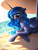 Size: 3256x4280 | Tagged: safe, ai generated, generator:pony diffusion v6 xl, prompter:marennight, princess luna, alicorn, pony, g4, beach, female, horn, mare, solo, sunglasses, wings