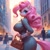 Size: 1024x1024 | Tagged: safe, ai generated, prompter:horselover fat, pinkie pie, earth pony, anthro, g4, big breasts, breasts, business suit, businessmare, busty pinkie pie, city, cute, female, looking at you, looking back, looking back at you, purse, sideboob, smiling, smiling at you, solo, street