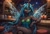 Size: 1600x1095 | Tagged: safe, ai generated, prompter:mudgeo, queen chrysalis, changeling, changeling queen, anthro, g4, alcohol, bar, breasts, cleavage, clothes, crossed legs, dress, eyeshadow, female, looking at you, makeup, sitting, smiling, solo, spread wings, wings