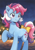 Size: 896x1280 | Tagged: safe, ai generated, generator:wai-nsfw-illustrious-sdxl, prompter:bendy and boney, sweet stuff, earth pony, pony, g1, female, mare, outdoors, raised hoof, solo, tail bow, twinkle eyed pony