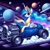 Size: 1024x1024 | Tagged: prompter needed, safe, ai generated, princess celestia, alicorn, pony, g4, car, crown, cute, female, headgear, horn, jewelry, mare, open mouth, planet, regalia, smiling, solo, star, vehicle