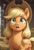 Size: 832x1216 | Tagged: safe, edit, editor:derp621, prompter:bronyslave, applejack, earth pony, pony, g4, female, hat, hay bale, mare, open mouth, pigtails, question mark, reaction image, solo, surprised, surprised face
