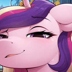 Size: 1024x1024 | Tagged: safe, ai generated, anonymous prompter, princess cadance, alicorn, pony, g4, blushing, female, horn, looking at you, mare, open mouth, open smile, smiling, smiling at you