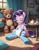 Size: 896x1152 | Tagged: safe, ai generated, prompter:bitter sweetness, starlight glimmer, unicorn, g4, abdl, adult foal, diaper, diaper fetish, diaperlight glimmer, eyes closed, female, horn, non-baby in diaper, pacifier, poofy diaper, sleeping, solo, striped socks, teddy bears, wooden floor