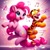 Size: 1024x1024 | Tagged: safe, ai generated, pinkie pie, big cat, earth pony, pony, tiger, g4, 2023, alternate cutie mark, crossover, duo, eyes closed, female, male, mare, musical note, open mouth, open smile, simple background, smiling, tigger
