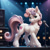 Size: 1160x1160 | Tagged: safe, ai generated, generator:pony realism 2.3, generator:prefect pony v5 xl, sweetie belle, pony, unicorn, g4, cheek fluff, chest fluff, ear fluff, female, hoof fluff, horn, looking at you, microphone, older sweetie belle, scene, smiling, smiling at you, wrong cutie mark