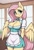 Size: 832x1216 | Tagged: safe, ai generated, prompter:thefuncave, fluttershy, pegasus, anthro, g4, apron, big breasts, blushing, bowtie, breasts, busty fluttershy, cafe, cleavage, clothes, ear fluff, embarrassed, female, grin, indoors, looking at you, open mouth, servant, smiling, solo, solo female, stupid sexy fluttershy, tail, waiter, waitress, wings