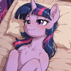 Size: 1960x1960 | Tagged: safe, ai generated, generator:stable diffusion, prompter:zero112, twilight sparkle, pony, unicorn, g4, anatomically correct, butt, female, horn, mare, nudity, solo, vulva