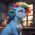 Size: 876x876 | Tagged: safe, prompter:tidaka, rainbow dash, earth pony, pegasus, pony, g4, collar, female, feral, hypno eyes, hypnosis, mind control, swirly eyes